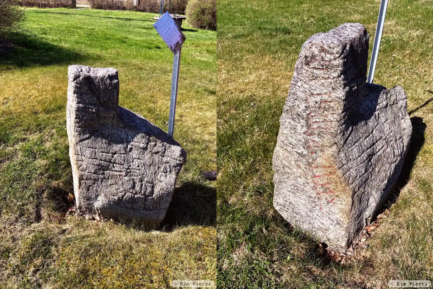 Rune-stone Djävulsstenen, Vg12, L1962:8649 in Leksberg parish, Mariestad municipality