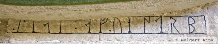 Fotografi av Runristning i gravkontext G313,  taget av Melgert Rink